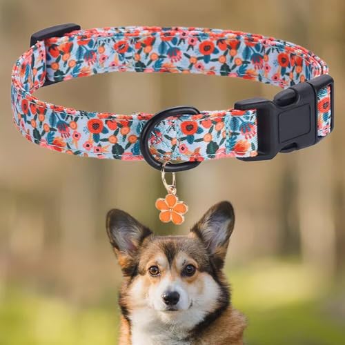 Collar Ajustable para Perros con Estampado de Flores miniatura 2