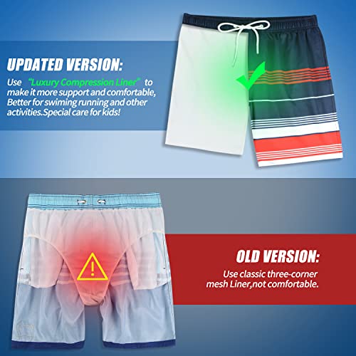 QRANSS Mens Swimming Trunks with Compression Liner 9'' Quick Dry Long Swim Shorts Swimwear Boardshorts with Boxer Brief Liner4