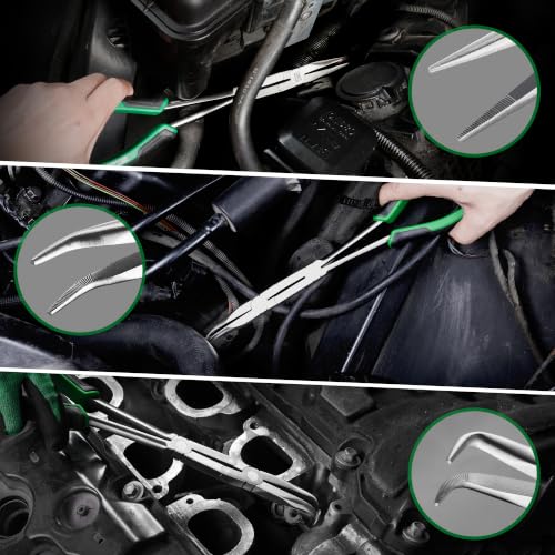 Image of SK 3-Piece Long Needle Nose Pliers, 13'' Double Compound Long Nose Pliers