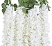 Duovlo 4.59 Feet Artificial Wisteria Bush Vine 10 Stems Silk Hanging Flower for Wedding Events Yard Decor,Pack of 2 (White)