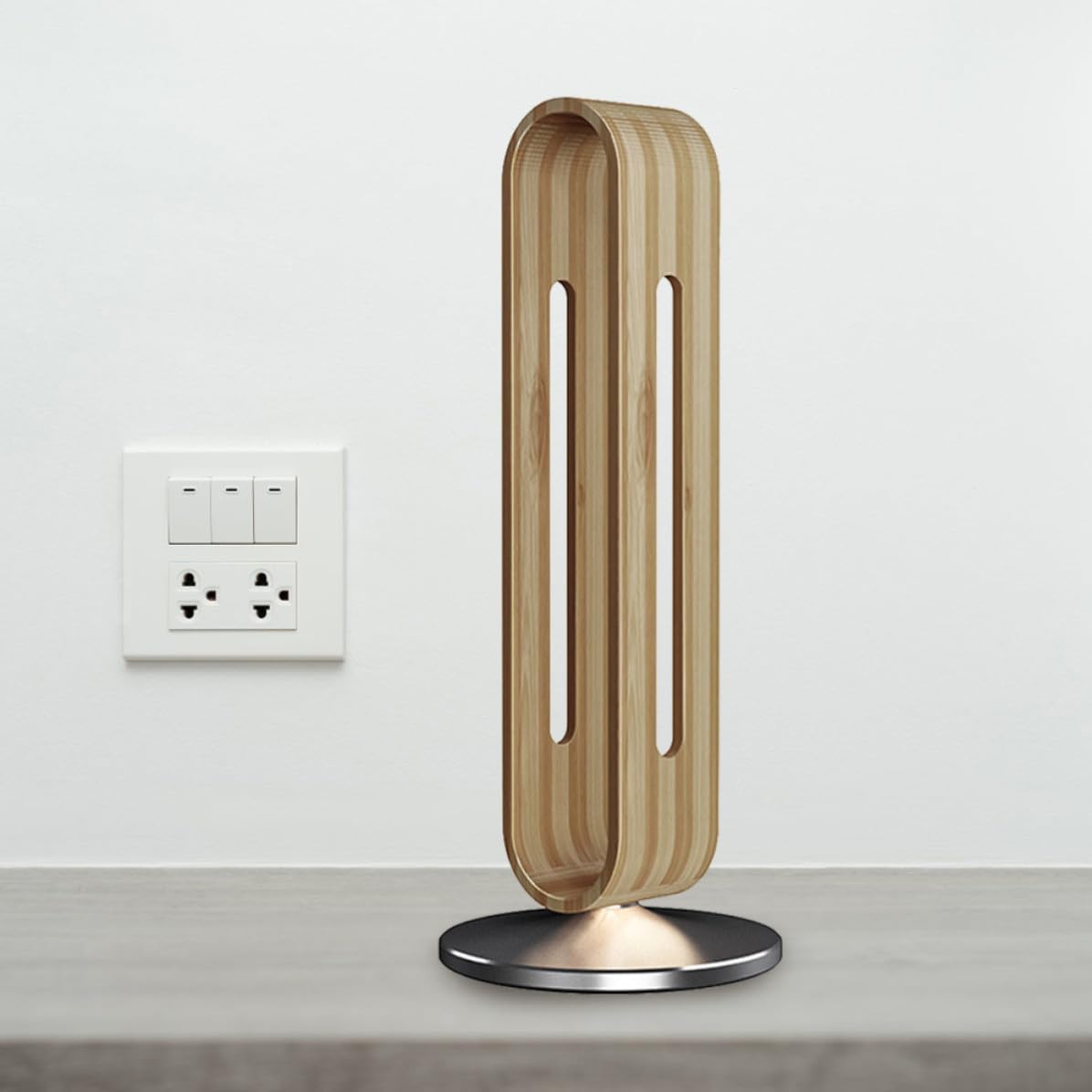 SHINEOFI Supporto per Cuffie da Scrivania in Lega di Alluminio, Stabile | Base in Silicone, Design Semplice Vibe Artistica, Portata Fino a 3kg, Finitura Bambù