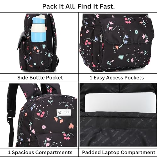 Image of HYDER Bloom 15L Cute & Stylish College Bag for Girls | Padded Laptop Compartment | School, College, Office, Travel & Tuition Bag for Women | Durable Backpack