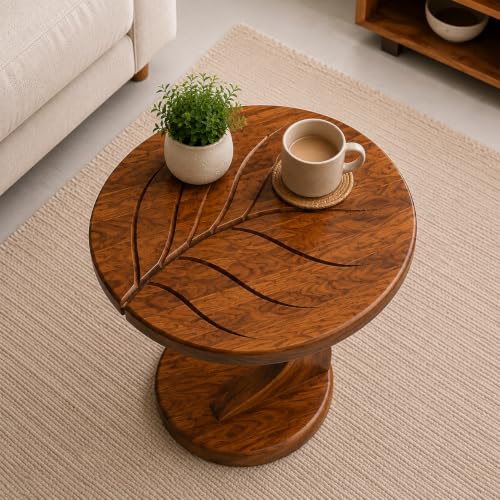 Image of Coffee Table for Living Room Wooden | Sheesham Wood Center Table | End Table | Sofa Side Table | Teapoy Table for Living Room | (Honey Finish)