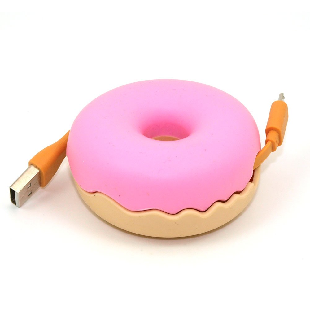 RealFun® Donuts Shape USB Cable Manager, Silicon Cord Case, Earphone Turtle Reel Winder, Portable Cable Storage, Compatable Wire Organizer (Pink)