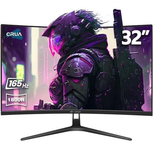 CRUA 32 Inch Curved Gaming Monitor 165Hz,FHD 1080P 120% sRGB Computer Monitors, VA Panel, 1800R,...