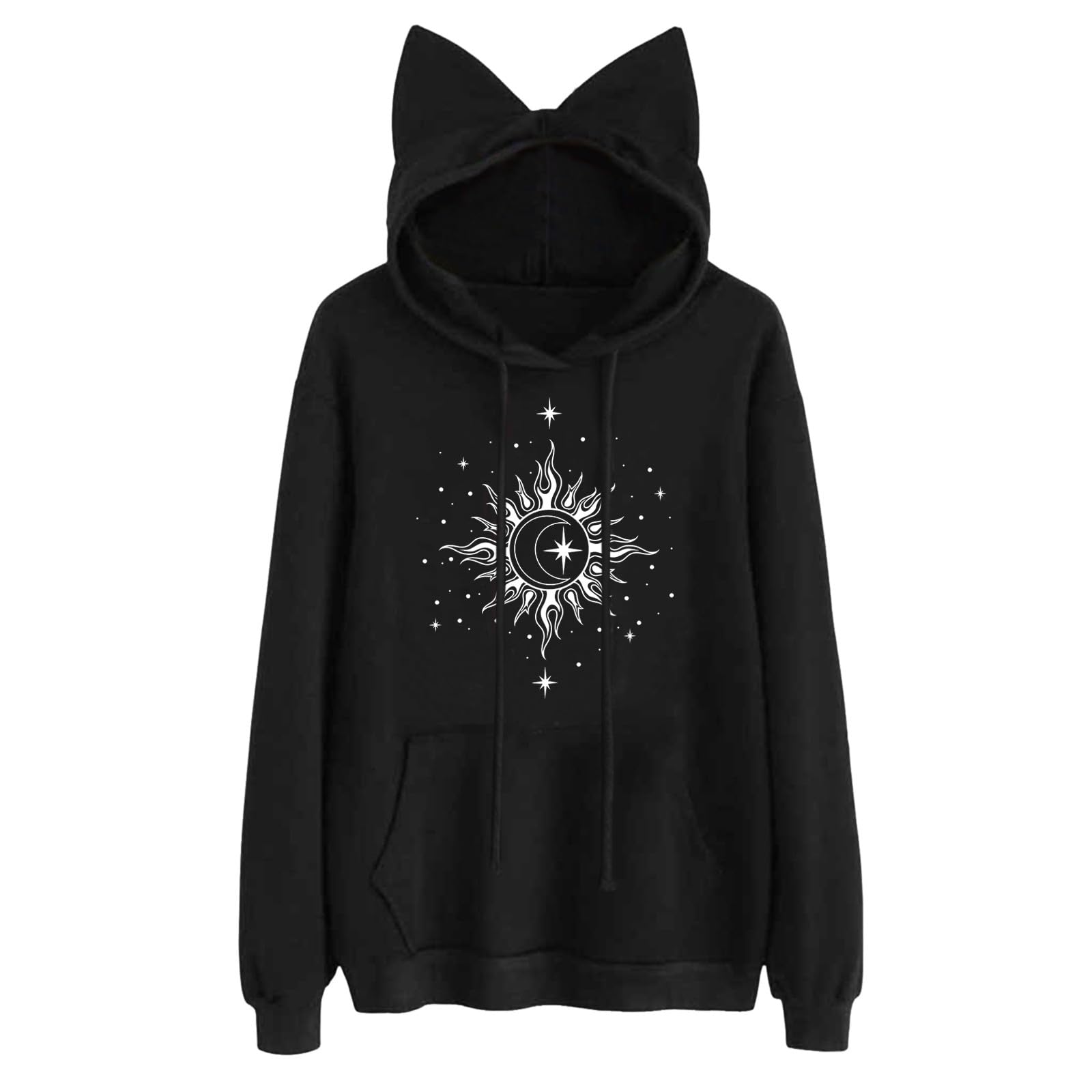 Sudadera con capucha de conejo con estampado de gatito, sudadera de manga larga con orejas de gato, sudaderas personalizadas para mujer, sudaderas con capucha Y2K con capucha para mujer, blusas para