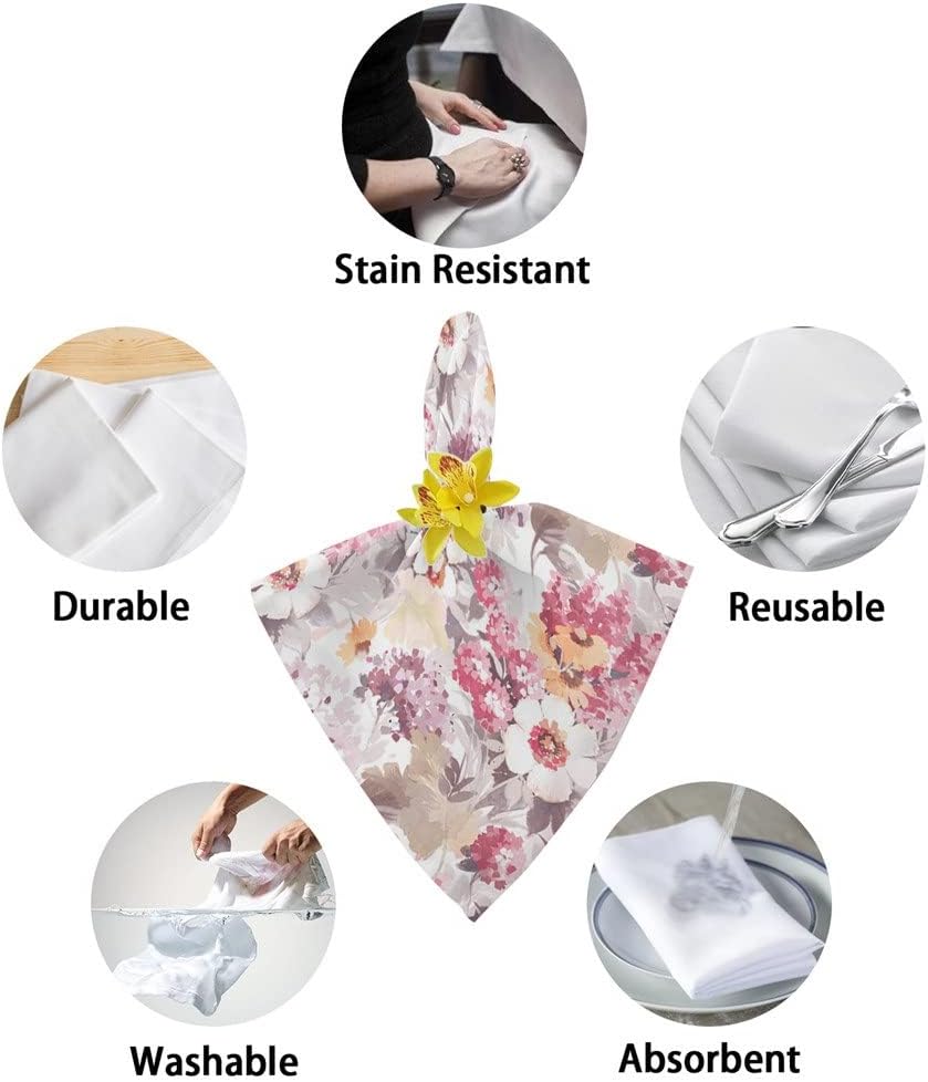 Watercolor Flower Hydrangea Cloth Napkins Set Birthday Banquet Wedding Decor Restaurant Supplies Table(6pcs)