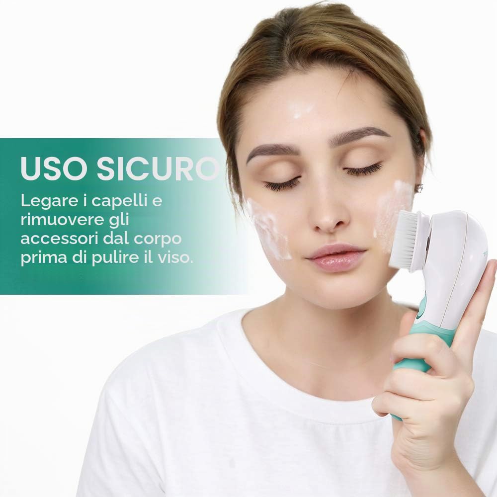 TOUCHBeauty Spazzola elettrica per la pulizia del viso, esfoliante e massaggiante, con 3 testine di pulizia e 2 velocità regolabili per una pulizia profonda, rimozione di punti neri, massaggio del