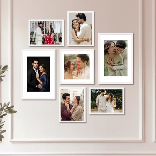 Image of Art Street Photo Frame Set of 7 White Wall Decor Collage Display Hanging Family Picture Frames Gallery Collection Decor Items Wall Mount Frames Birthday Anniversary Gift, 8x12, 12x12 and 12x16 In