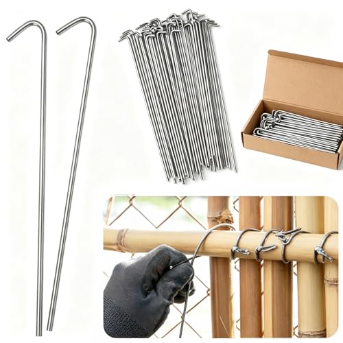 Chain Link Fence Ties 100 Packs 8 inch Aluminum Wire Hook Ties 14 Gauge Chain Link Fence Parts for Garden Fence Dog Kennel Chicken Coop