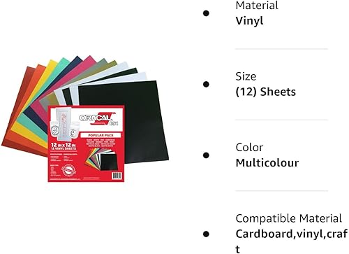 Miniatura 6 de Oracal 651 - Paquete popular vinilo adhesivo para manualidades para Cricut, Cameo, cortadores, impresoras y calcomanías