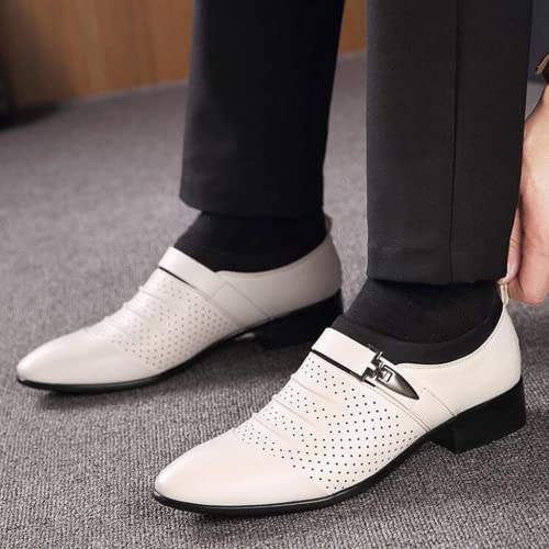 BORAMAX Men's PU Leather Cutout Breathable Dress Shoes Business Fashion Wedding Shoes Comfortable Pointed Toe Oxford Shoes4