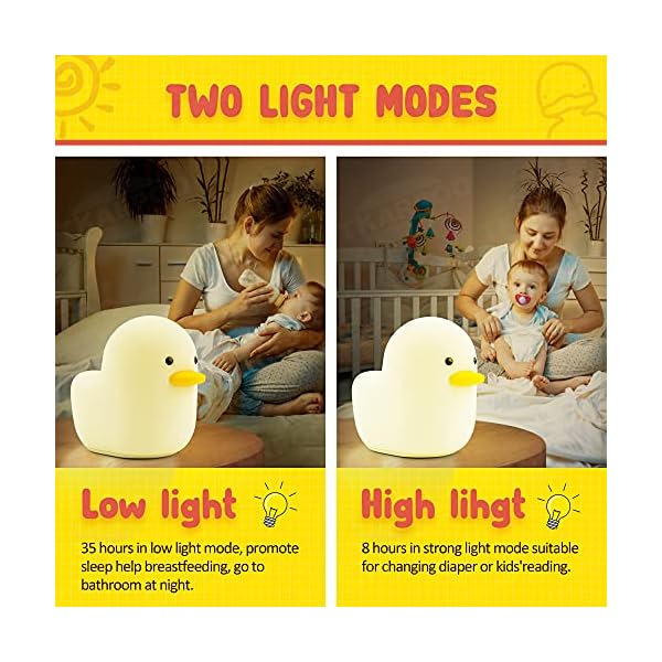 TKARPOO LED-Ente Nachtlicht Kinder, Ente Nachtlicht Kinder Silikon Dimmbar Nachttischlampe Kinder Baby Nachtlicht Ente… – Bild 4