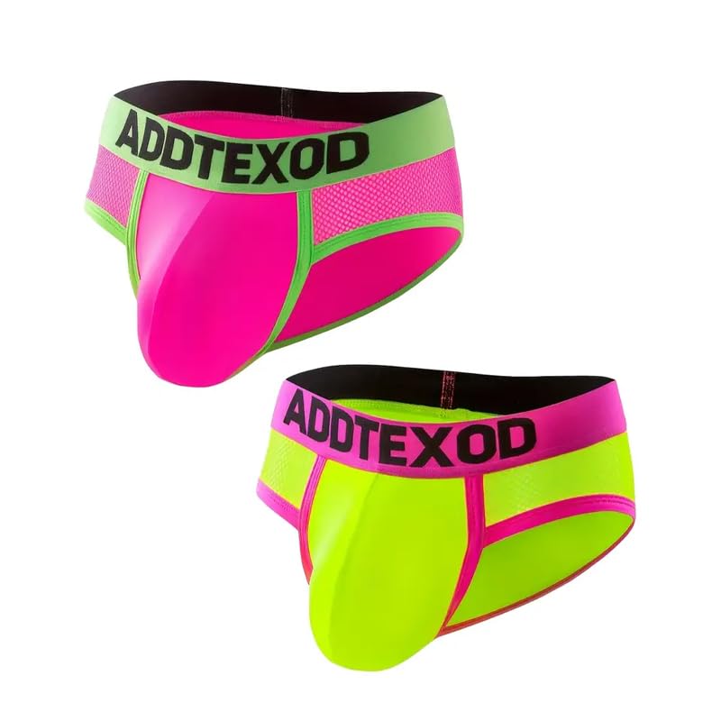 2Pcs Men's Breathable Mesh Briefs,Contrasting Design, High Elastic Design