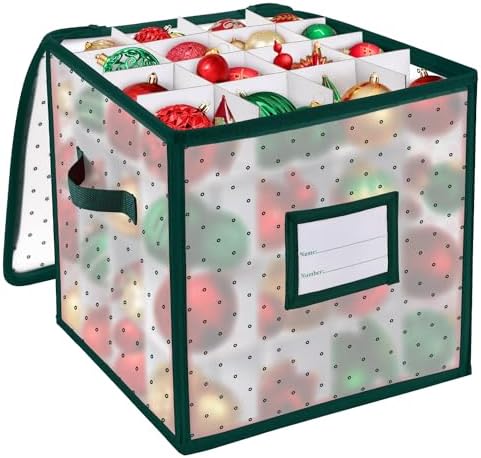 BINSUNS Christmas Ornament Storage Box, Christmas Storage Contain...
