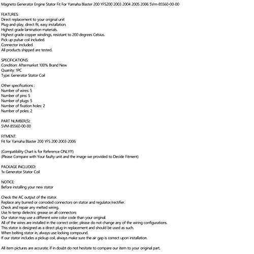 Artudatech - Statore per moto, a 5 fili, a bobina