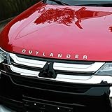  XCBW Auto-Styling-Logo-Emblem Kapuze Die Motorhaube 3D Buchstaben Aufkleber für 2019 Mitsubishi Outlander, Silber
