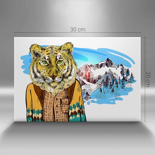 Tableau tigre dans un pull impression sur toile 30x20cm Wallfluent