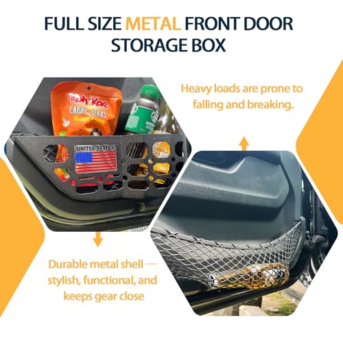 Image of Rear Door Metal Pocket Molle Panels Compatible with 2018-2025 Wrangler JL 4 Door Only & 2020-2025 Gladiator JT | Aluminum Flag Style| Steel Storage Box Replaces The Weak Saggy Net