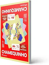 Papel Sulfite A4, Colorido, Chamequinho, 75 gramas, 4 Cores, 210x297 mm, International Paper, Chamex, 29883, 100 Folhas
