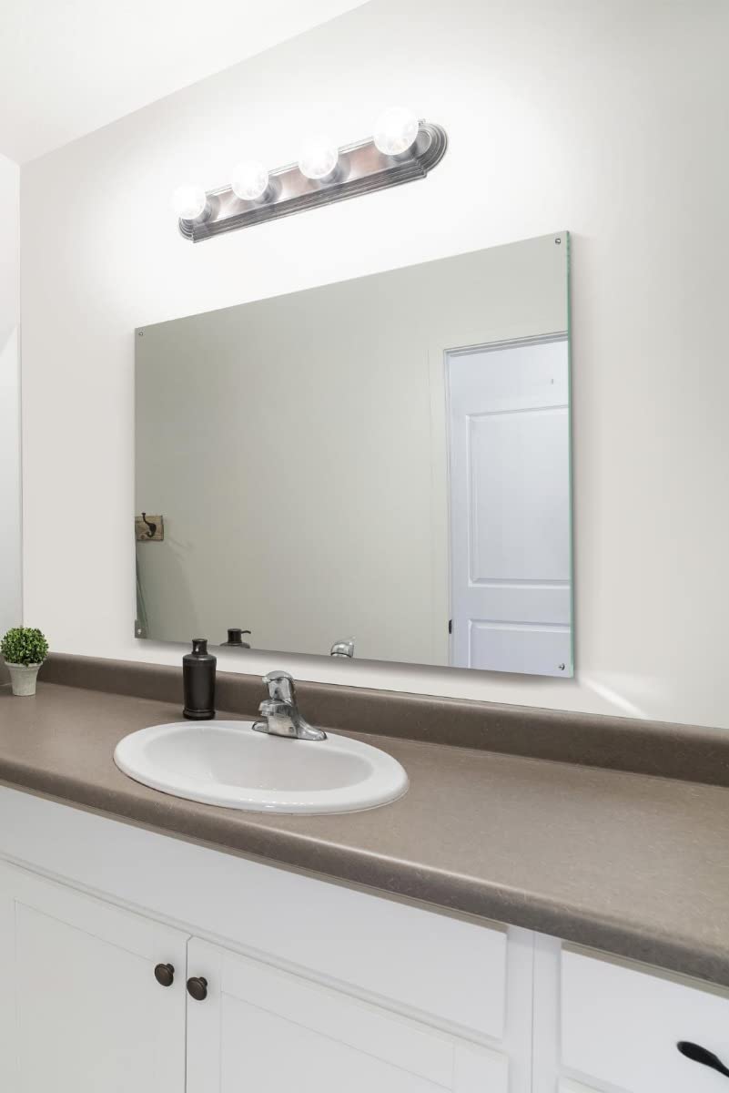 MirrorOutlet Circuitt Mirror Glass Sheet - 4mm Thick, Polished Edges, 4 Holes - 100x70cm