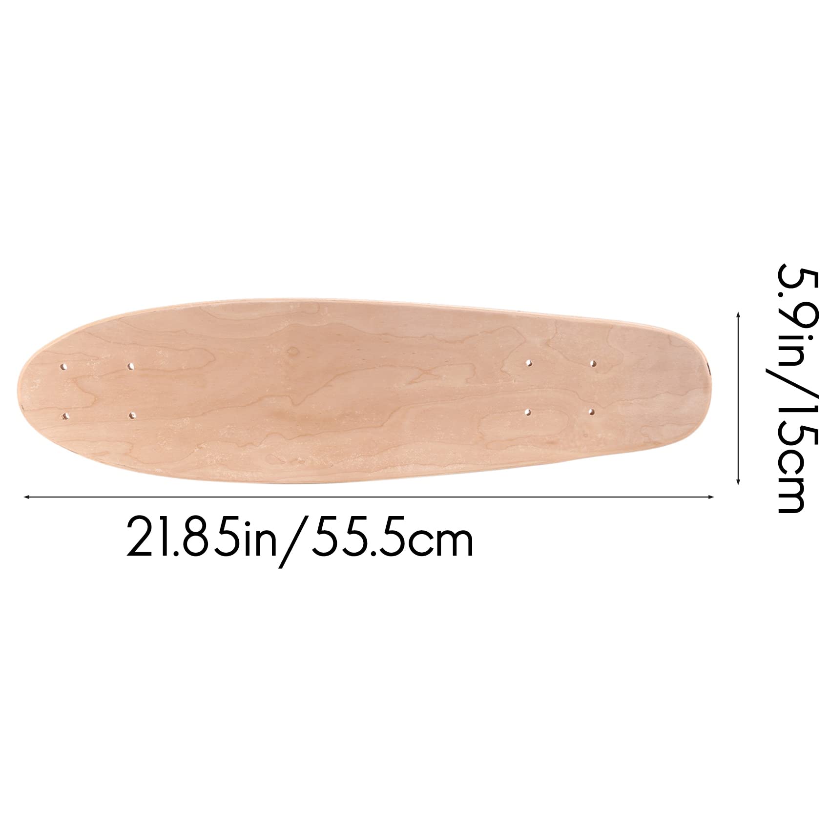 SHAPOKY Planche de skateboard vierge en érable naturel 55,5 x 15 cm