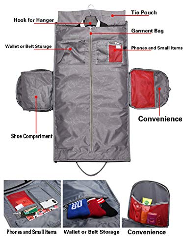 Garment Bag - Convertible Garment Duffel Bag, 2 in 1 Dry and wet separation Suit Garment Bag for Men Women (grey)