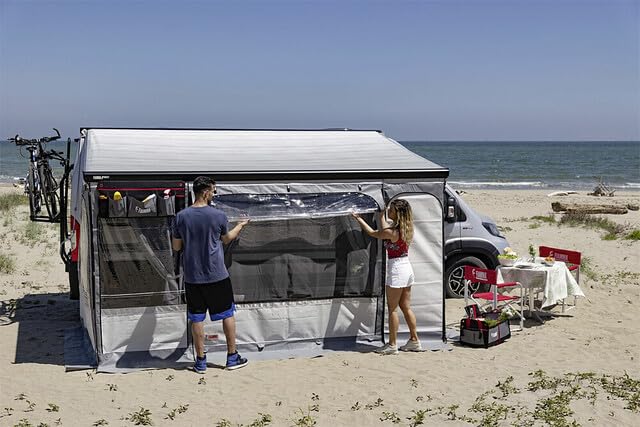 Fiamma Privacy Room Markisenvorzelt, 80% Polychlorid 10% Polyester 10% Glasfaser, Grau Weiß, 260-300 cm
