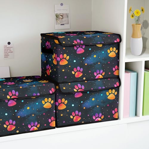 Image of Stackable Clothes Storage Bins with Lids 3 Pack | Closet Organizers Fabric Box for Home and Office,Blanket Clothes Organizers,Under Bed Storage Containers