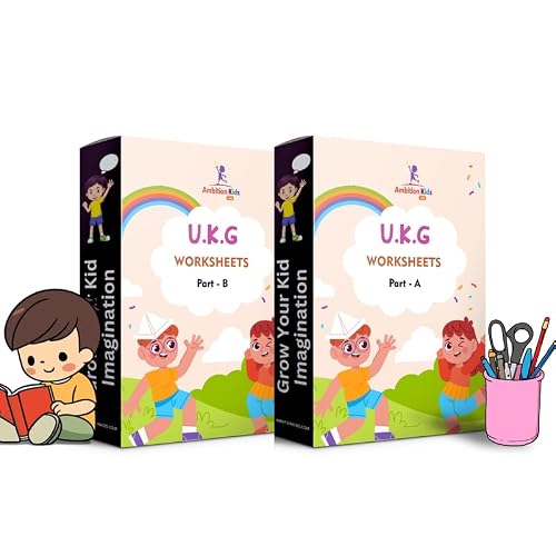 AmbitionKids - Preschool UKG Worksheets - Part A & B - 200+ Pages of Fun-Filled Activities for Language, Math, and Cognitive Development