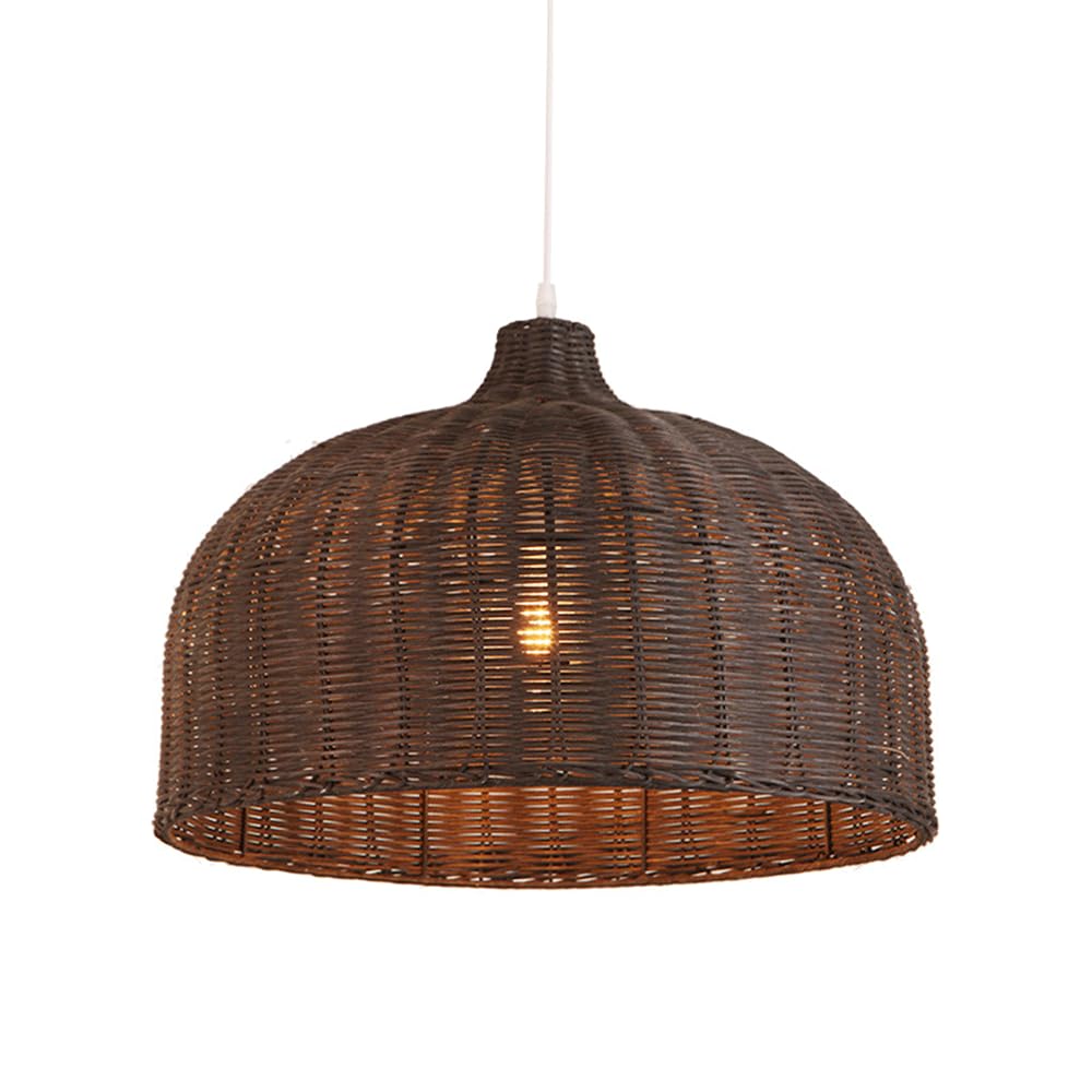 CHUNGYANG Bamboo Rattan Pendant Light Rustic Farmhouse Hanging Lamp for Entryway Hallway Natural Materials Handwoven Wicker Lampshade Kitchen Island Hanging Pendant Lighting Adjustable Height Lamp