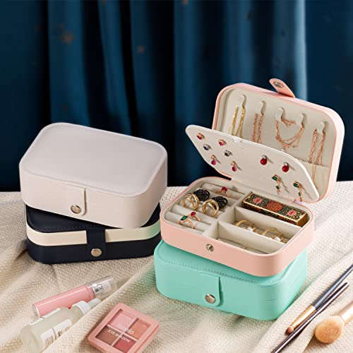 Image of TRODANCE Jewelry Travel Case,Small Travel Jewelry Organizer, Portable Jewelry Box Travel Storage Organizer Portable Display Storage Box For Rings Earrings Necklaces Gifts (Small-Pink)