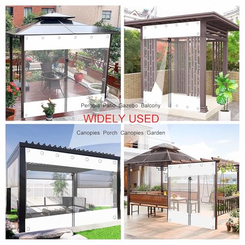 Bâche en rideau transparent imperméable à fermeture éclair avec bordure blanche extérieure - 7