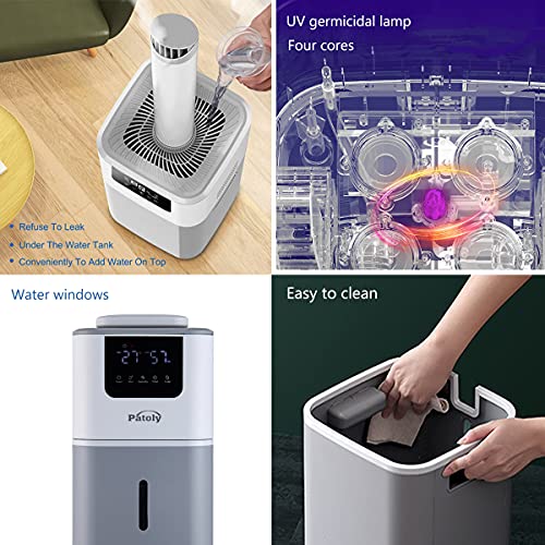 Patoly Large Humidifiers For Large Room 2000 Sq.ft, 4.2Gal/16L Top Fill Industrial Ultrasonic Humidifier Commercial Quiet Mist Humidifier With Uv Lamp For Whole-House, Bedroom, Greenhouse, Super Market #TOP1