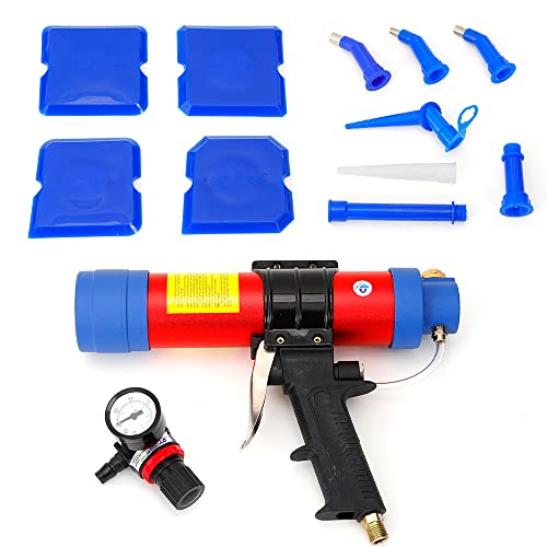 310Ml Pneumatische Glasklebepistole – Profi Druckluft Kartuschenpistole mit 10 Düsen...