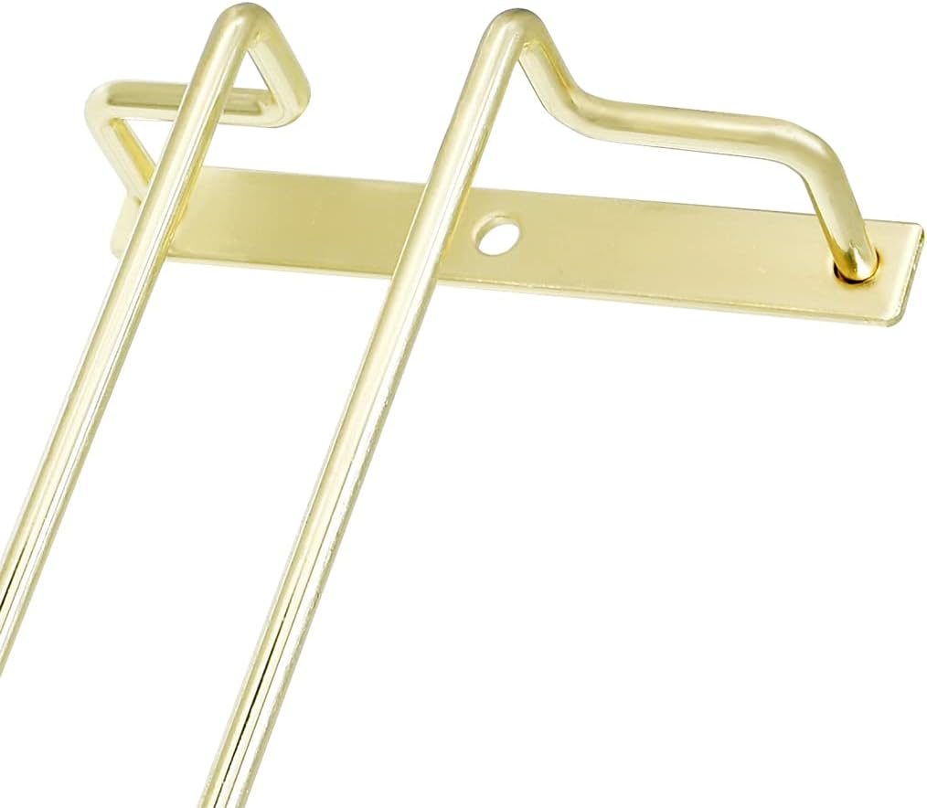 7-Inch Under Cabinet Wine Glass Rack Stemware Holder Glasses Storage Hanger Metal Organizer Gold
