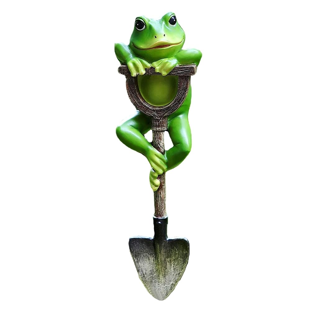 CTRLZS Frog Figurine Statue Outdoor Decoration Frog with Shovel Plant Decor Landscape Resin Sculpture Gift Art Replacement Parts