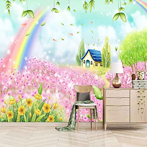 Papier peint fleurs roses en impression HD effet 3D pour salon - 2
