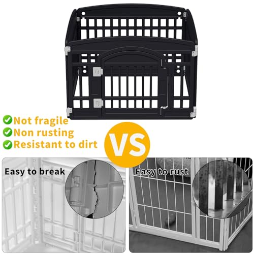 Pet Playpen with Mesh Fabric Top Cover Foldable Gate for Dogs Heavy Plastic Puppy Exercise Pen Small Pets Fence Puppies Folding Cage 4 Panels for Puppies and Small Dogs House Black 335×335 Inches  Cucciolini Doodles Pet playpen with mesh fabric top cover foldable gate for dogs heavy plastic puppy exercise pen small pets fence puppies folding cage 4 panels for puppies and small dogs house black 33 5×33 5 inches   cucciolini doodles