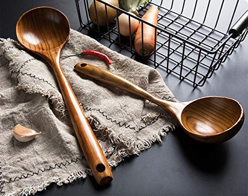 Renawe 2 Pcs Wooden Spoon Ladle For Cooking Spoons-14 Inch Long Kitchen Cooking Spoon & 11 Inch Best Wood Spoons Large Deep Serving Spoons Soup Ladles Set thumb #5