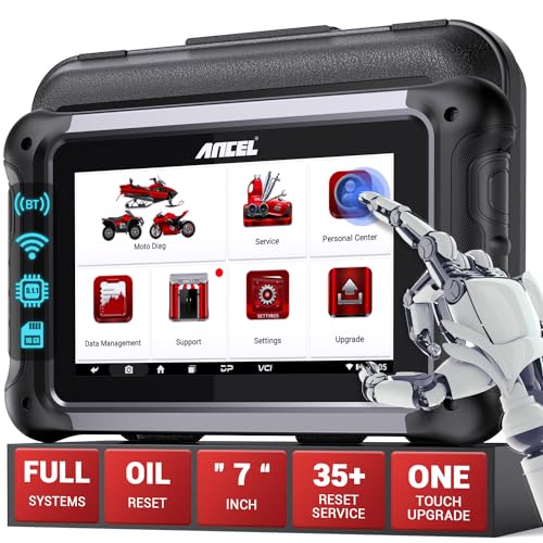 ANCEL MT700 Moto Outil de Diagnostic de Tout Le Système avec réinitialisation du Service d'huile, Appareil Diagnostic Moto pour Tous Les véhicules pour Aprilia Benelli BMW Ducati KTM Piaggio Triumph