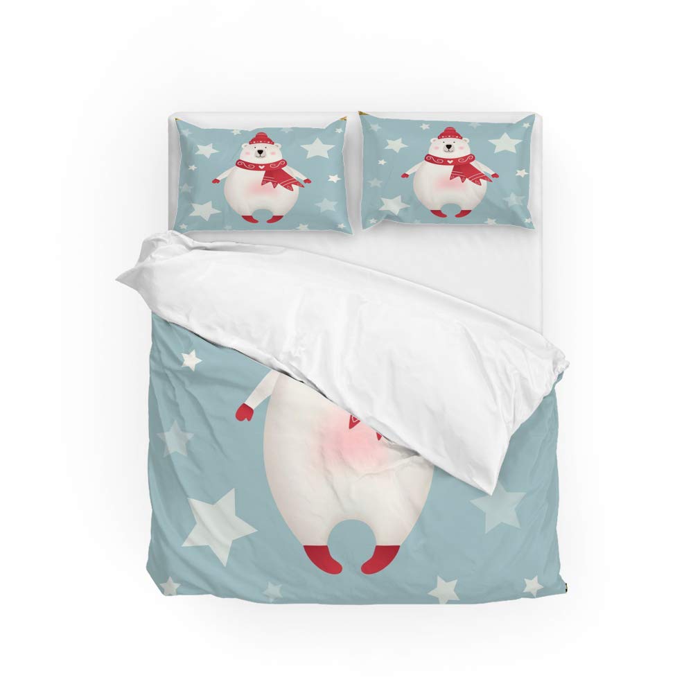 Housse de couette microfibre CHEHONG parure de lit 3 pièces blanche literie maison hôtel