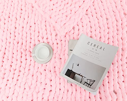 Chenille Chunky Yarn Arm Knitting Thick Bulky Diy For Knit Blanket Cushion Bed Sofa Home Decor (Light Pink, 250G/0.55 Lb, 24 Yards) #TOP3