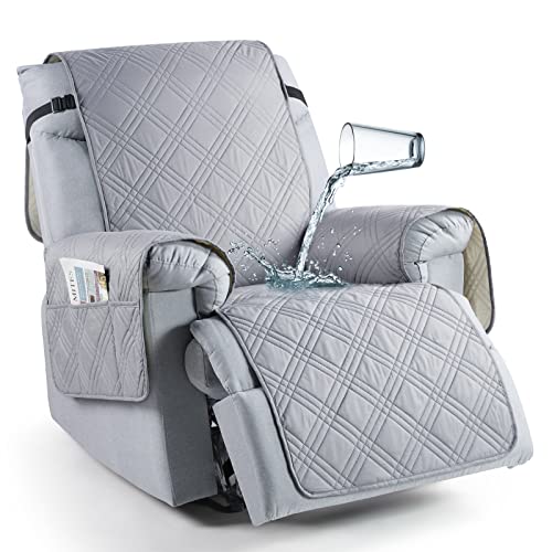 Image of TAOCOCO 100% Waterproof Recliner Chair Cover, Non Slip Recliner Covers for Recliner Chair with Pocket, Washable Reclining Chair Cover Furniture Protector for Kids, Pets(Recliner Chair, Dove Grey)