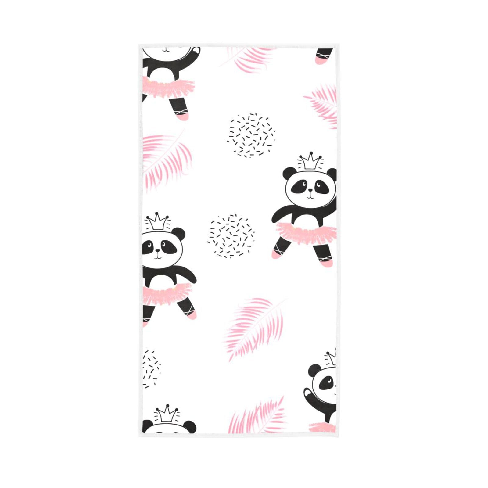 HUYGD Cute Panda Ballerinas Towels, 15 x 30 Inches Decorative Towels for Bathroom Spa Towels for Body, Esthetician Towels for Facials