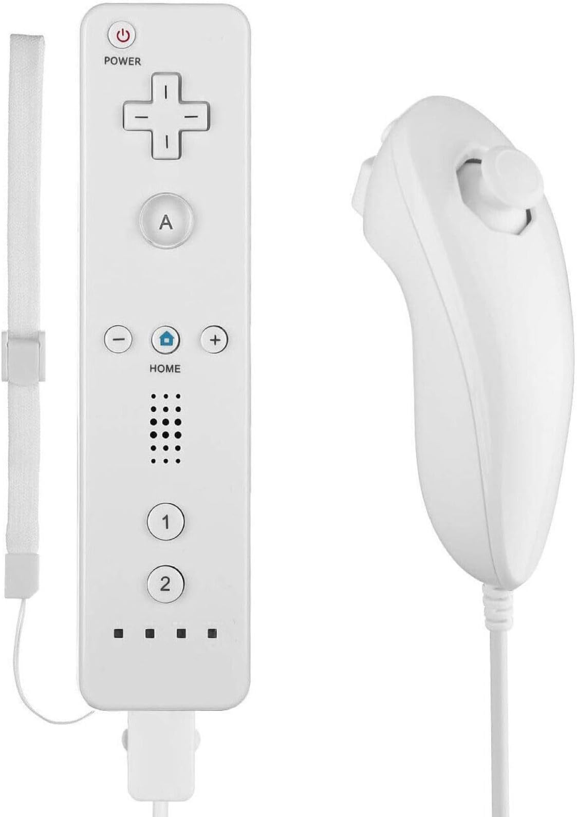 Lyyes Remote Controller For Wii, Wii And Nunchuck Controllers With Silicon Case Strap U (White)