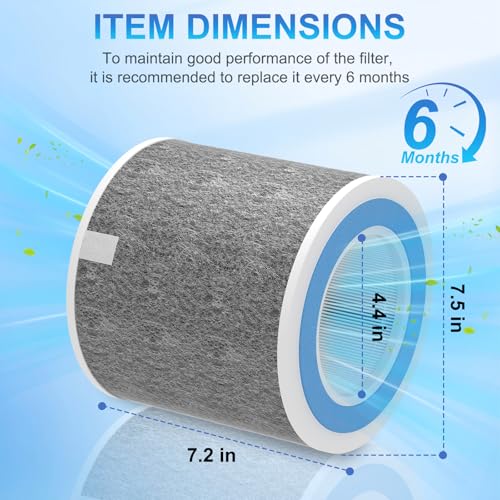 Image of 4 Pack HP102 Replacement Filter Compatible with Shark Air Purifier HP100 HP105 HP152 and 3-in-1 Models HC450 HC451 HC452 HC455, Part No. HE1FKPET, HE1FKBAS