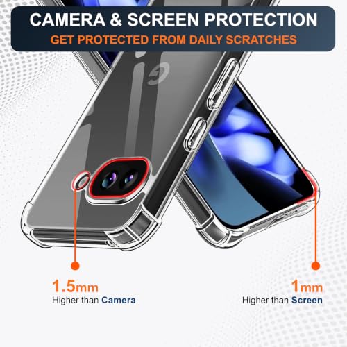 Image of CEDO Cover for Google Pixel 9a (5G) | Camera Protection Shockproof Bumper-Edge | 360 Degree Protection Acrylic Crystal Clear TPU+PC | Transparent Back Case Backcover (Transparent)