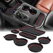 Auovo Center Console Mats Compatible with Durango Accessories 2014 2015 2016 2017 2018 2019 2020 Cup Holder Coasters Pads Car Interior Decoration6pcs/Set, 7 Seats, Red