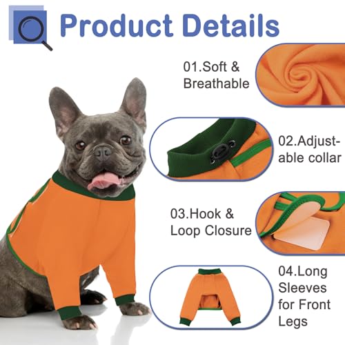 Image of KOESON Dog Recovery Sleeve for Front Legs with 100% Cotton Fabric, Soft & Breathable Dog Surgery Recovery Suit, Adjustable Elbow Protector for Dogs, Pet Long Sleeve Shirt for Front Legs, Orange M